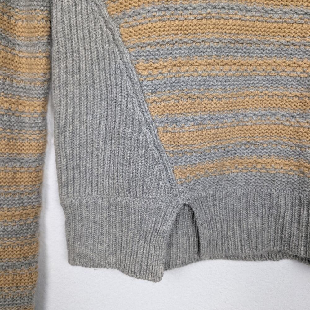Thakoon Sweater XS Gray Camel Stripe Wool Cashmere Crewneck Knit Luxury - Picture 5 of 8